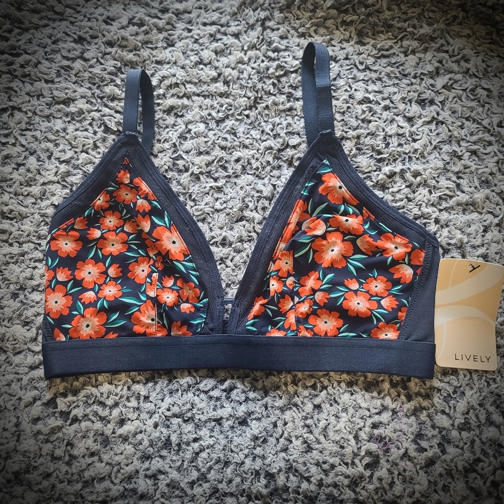 Lively Navy and Orange Floral Busty Bralette Size 1